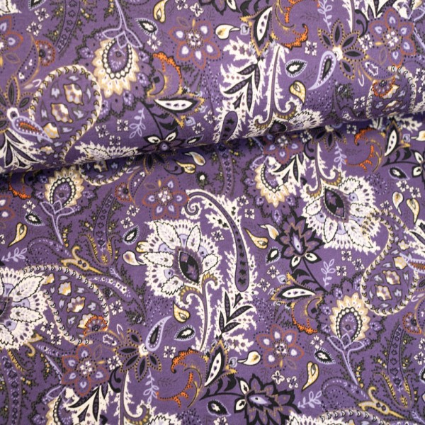 Viskosejersey Blumen dunkellila