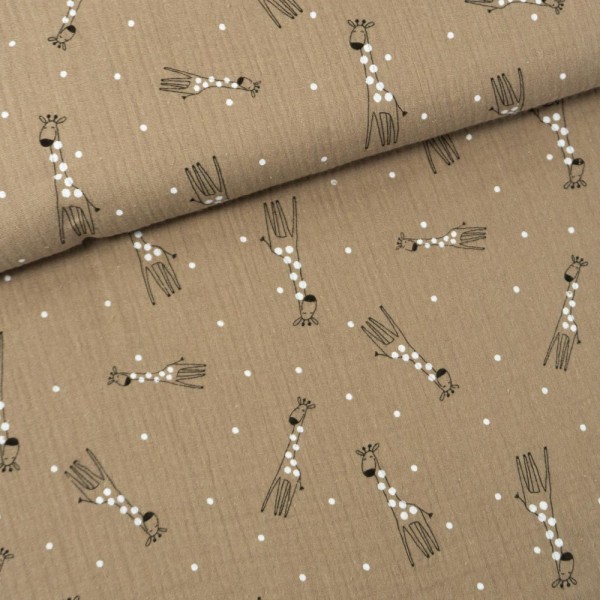 Musselin Double Gauze Giraffe beige