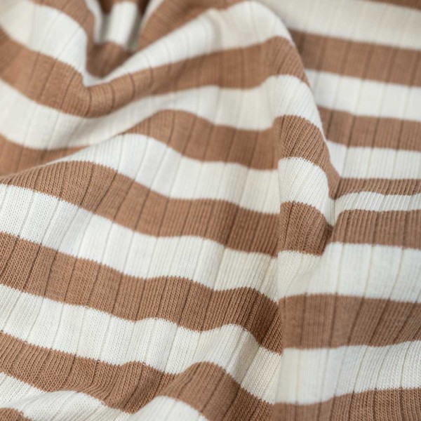 Ripp Baumwolljersey Streifen beige