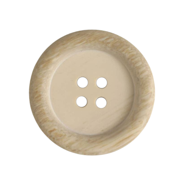 Holzknopf Imitat mit Mulde beige 34mm