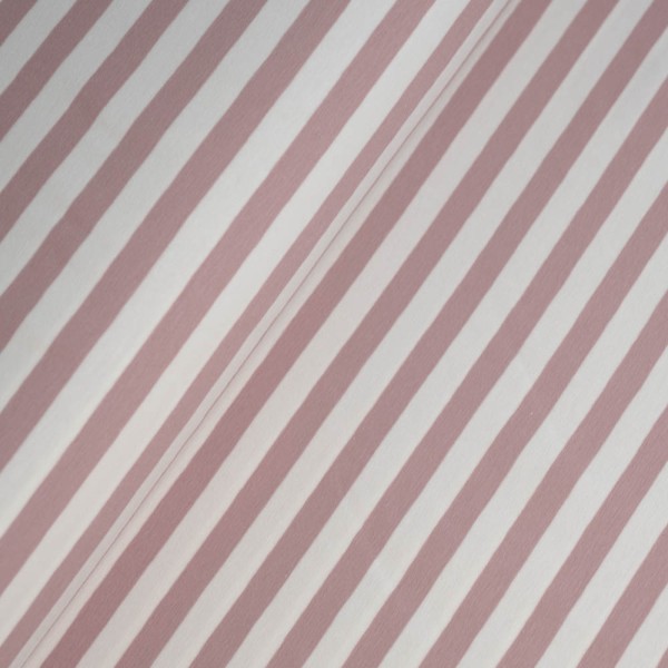 Baumwolljersey Blockstreifen altrosa-weiß