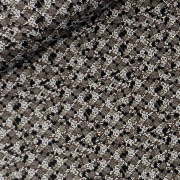 Baumwollwebware Popeline Tiny Blossoms braun