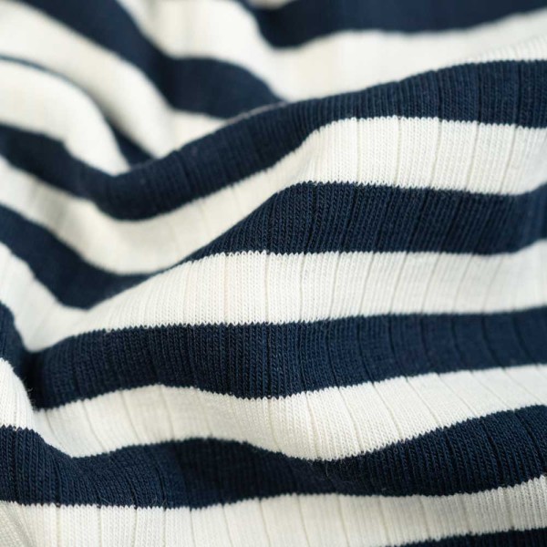 Ripp Baumwolljersey Streifen navy