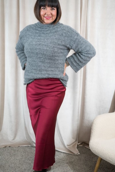 Satinrock maxi Mariella burgundy S