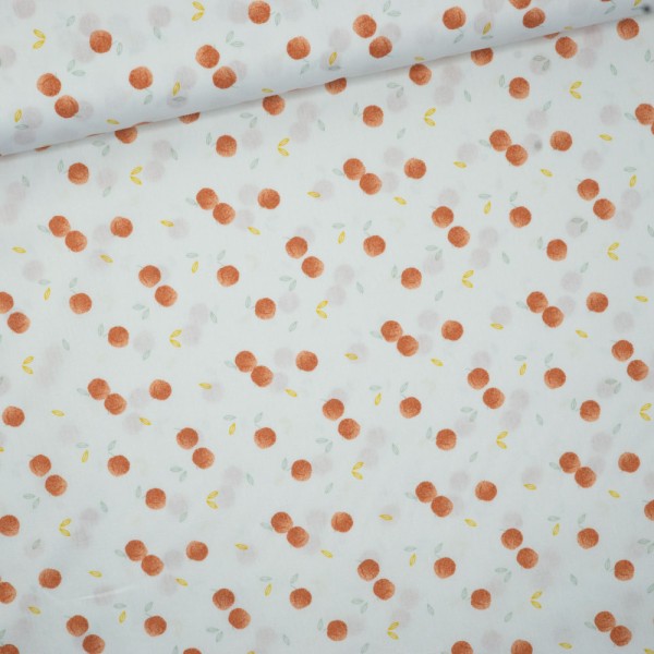 Bio Baumwollwebware Popelin Pfirsiche weiß