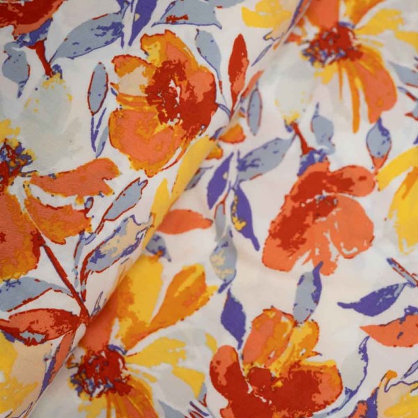 Viskosewebware Blume orange