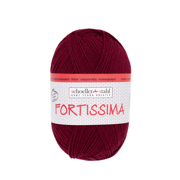 Fortissima 100gr Sockenwolle 4-fädig bordeaux
