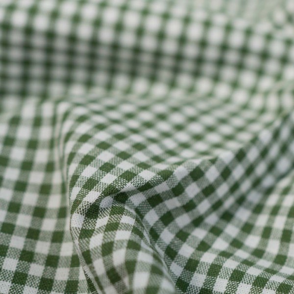 Edle Baumwoll Popeline Karo klein 3mm khaki