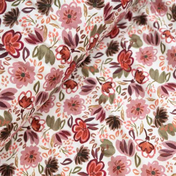 Baumwolljersey Flower Love ecru