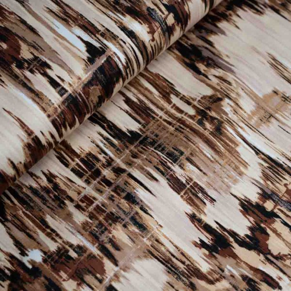 Baumwollsatin Stretch Pinselstriche beige