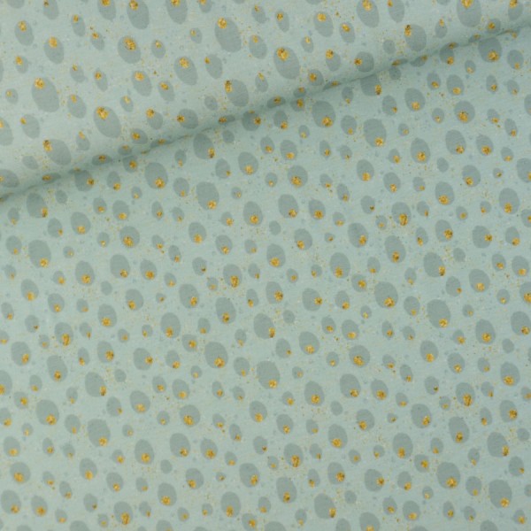 Viskosejersey Goldene Punkte dusty mint