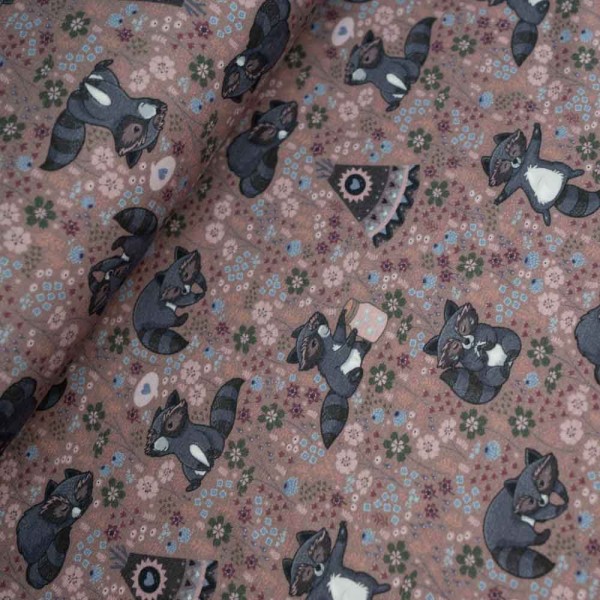 Baumwolljersey Waschbär altrosa