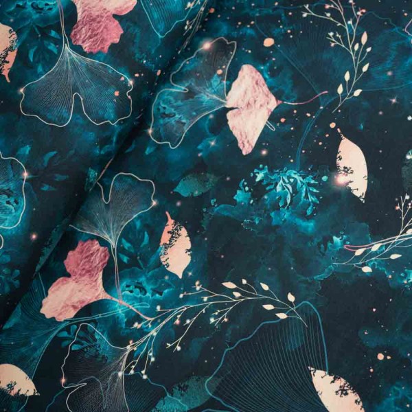 Bio-Baumwolljersey Shiny Ginkgo petrol