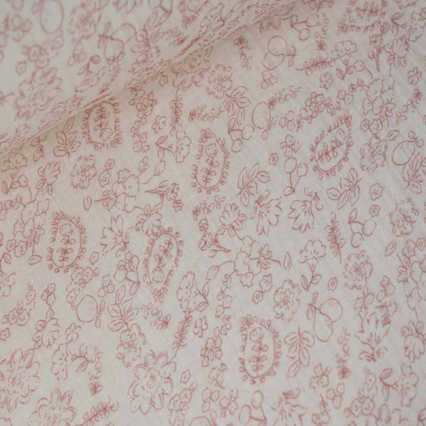Musselin Double Gauze 250cm Überbreite zarte Blümchen altrosa