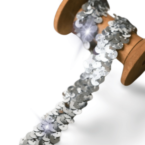 Paillettenband Stretch 20mm silber