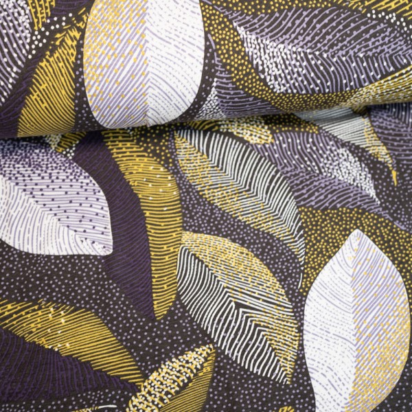 Viskosejersey Leaves anthrazit