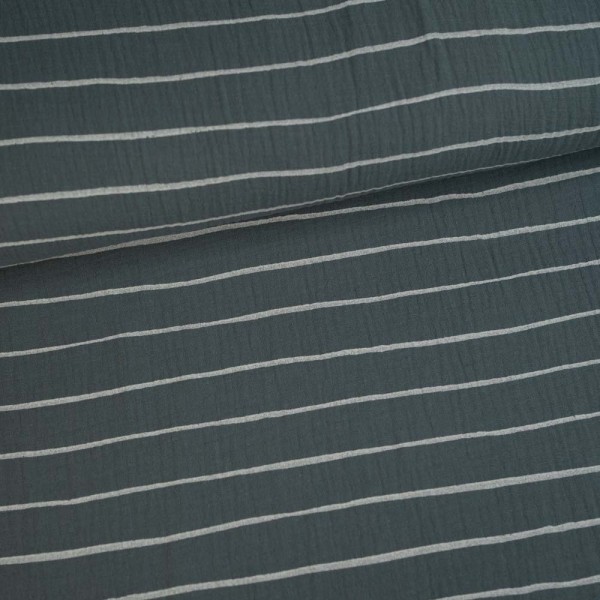 Musselin Double Streifen jeansblau