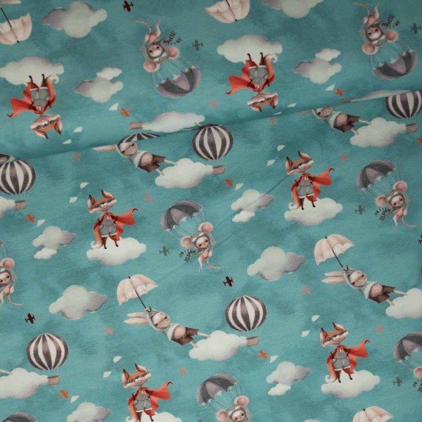 Baumwolljersey Digital Wolkenfreunde mint
