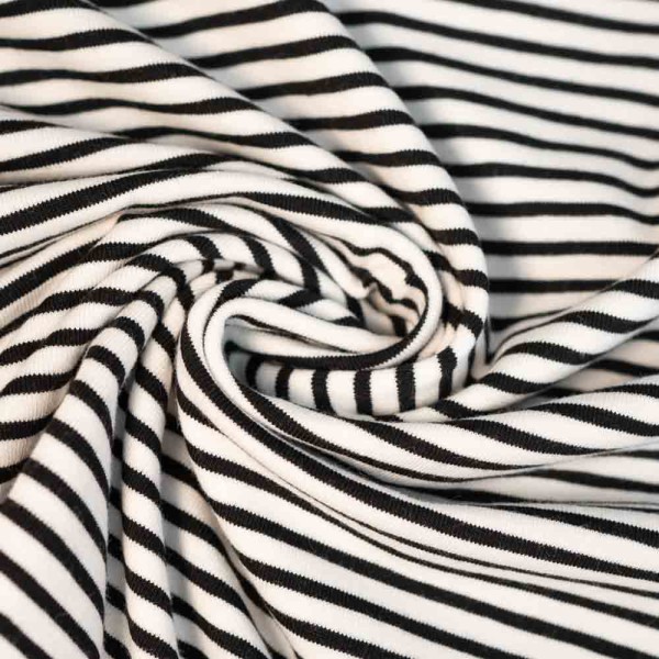 Baumwolljersey Streifen schwarz-weiß