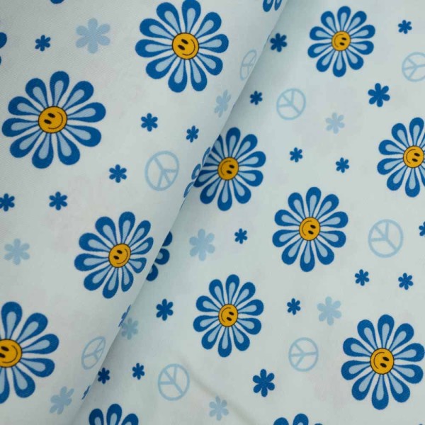 Baumwolljersey Happy Flower hellblau
