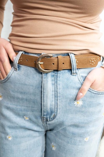 Gürtel Goldpünktchen camel