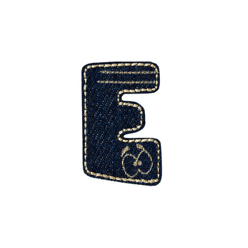 Applikation Jeans Buchstabe E