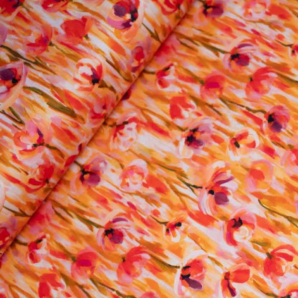 Baumwolltwill Stretch Tulpen apricot