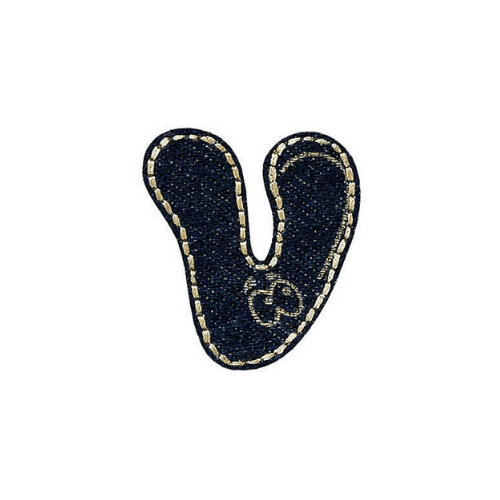 Applikation Jeans Buchstabe V