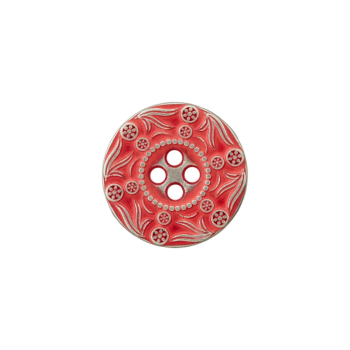 Prym Metallknopf Floral 20mm rot