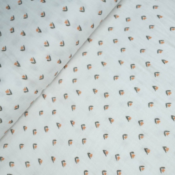 Musselin Double Kleine Tulpe weiß-senfgelb