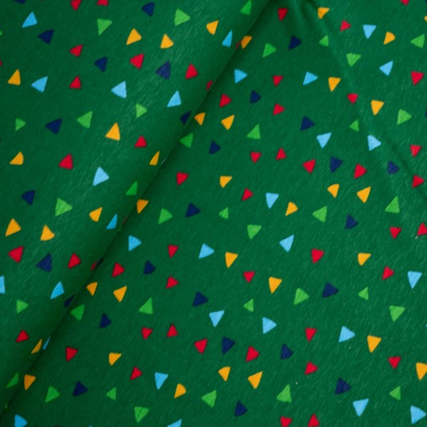 Baumwolljersey Bunte Dreiecke dunkelgrün