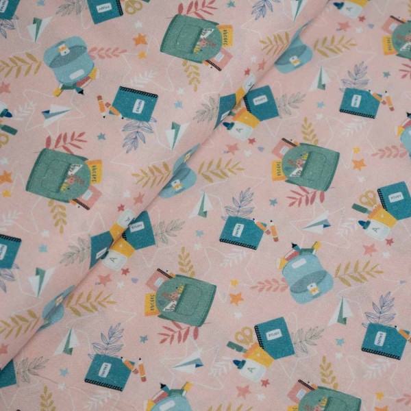 Bio Baumwollwebware Schulsachen rosa