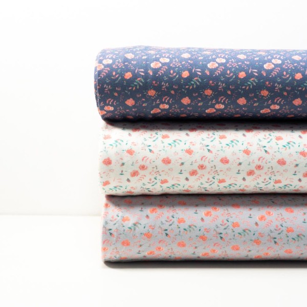 Baumwolljersey Digital Kleine Rosen ecru