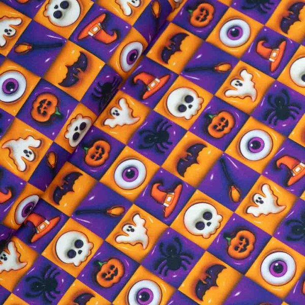 Baumwollwebware Halloween Schachbrett lila
