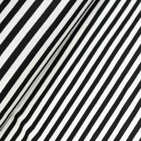 Viskosejersey Streifen schwarz-weiß