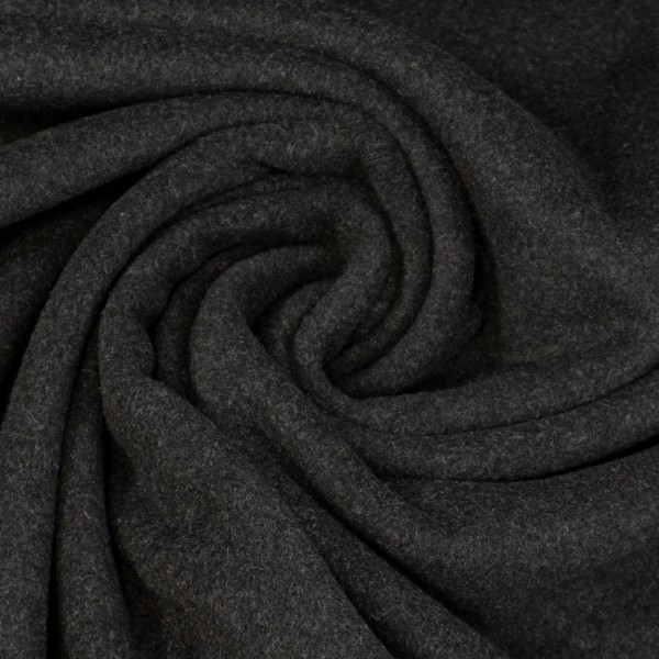 Mantelstoff Wool Touch melange schwarz