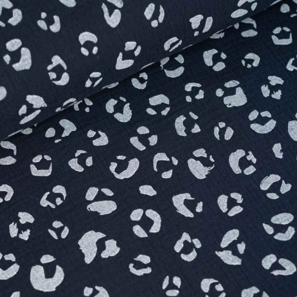 Musselin Double Gauze Leo dark navy