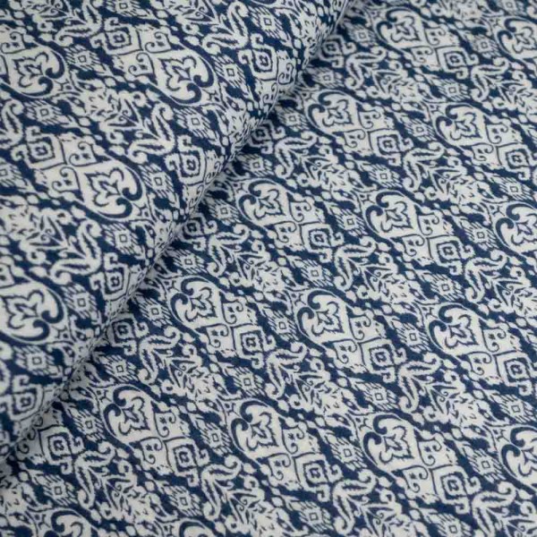 Musselin Double Gauze Ornamente jeansblau