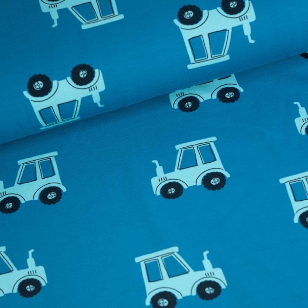 Baumwolljersey Traktor aqua