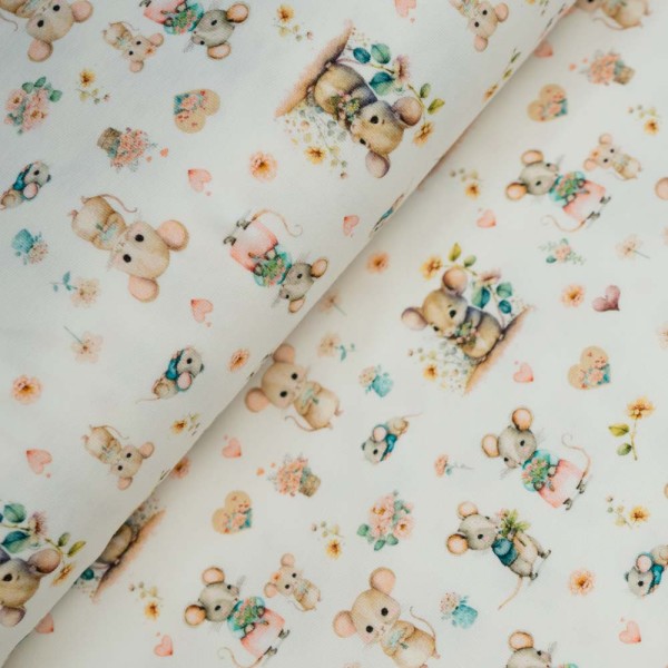 Baumwolljersey Mausi ecru