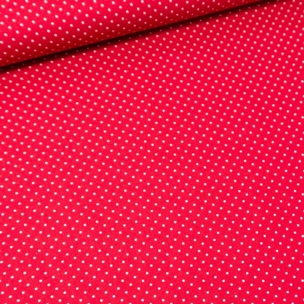Edle Baumwollwebware Popeline Kleine Punkte rot