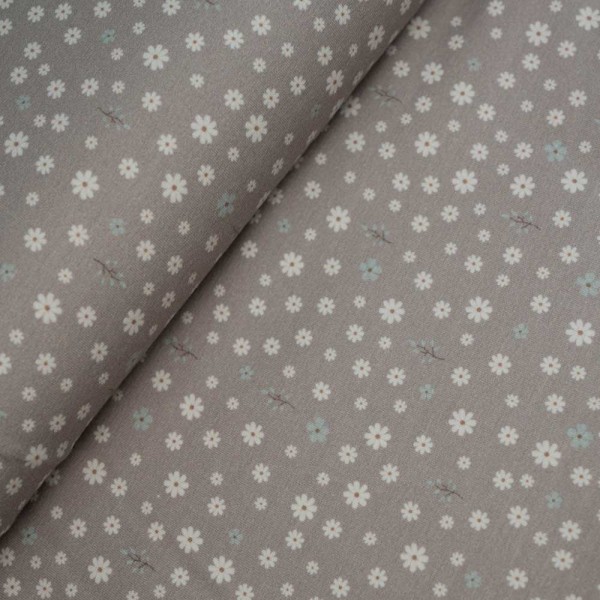 Baumwolljersey kleine Gänseblümchen taupe