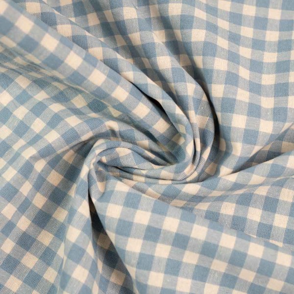 Seersucker Baumwollstoff Karo jeans-ecru