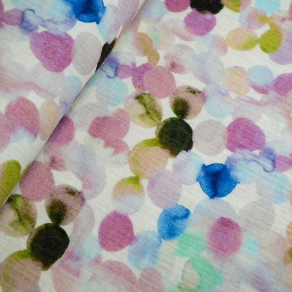 Musselin Double Gauze Punkte Aquarell beere