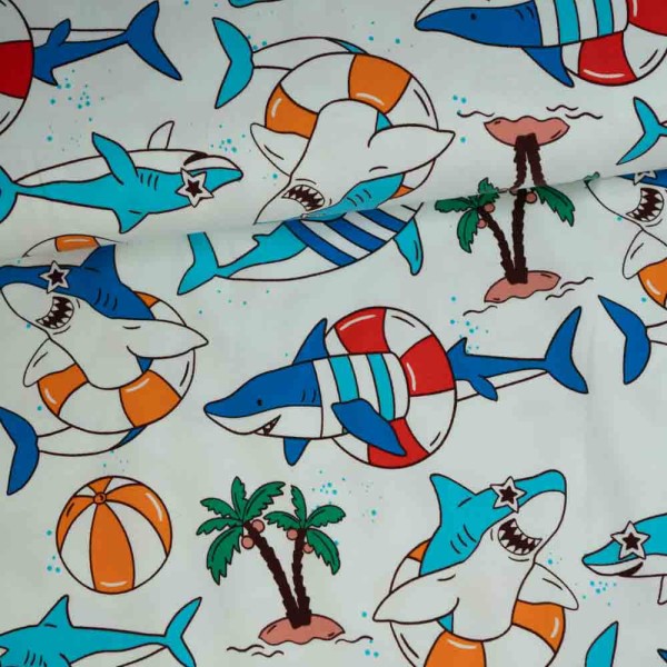 Baumwolljersey Hai ecru