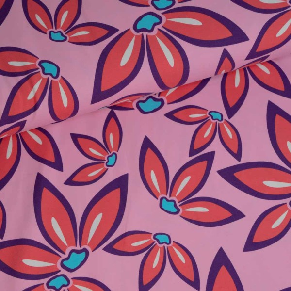 Baumwolljersey Flora rosa