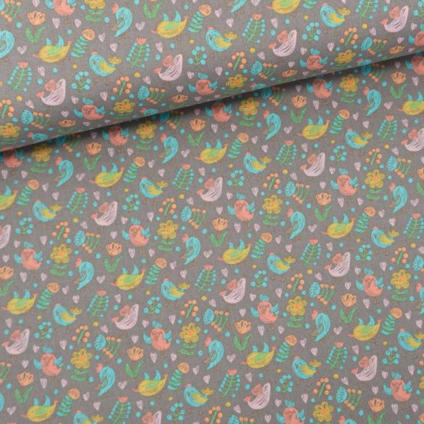 Baumwollwebware Birdy taupe