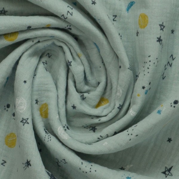 Musselin Double Gauze Baby Sternschnuppen mint