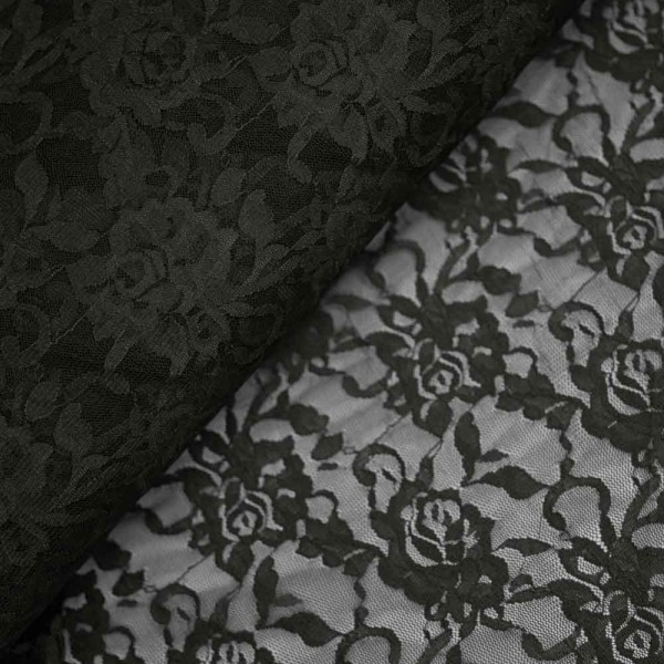 Italienische Spitze STRETCH Rosen schwarz