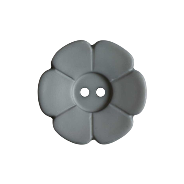 Kinderknopf Blume matt 15 mm grau